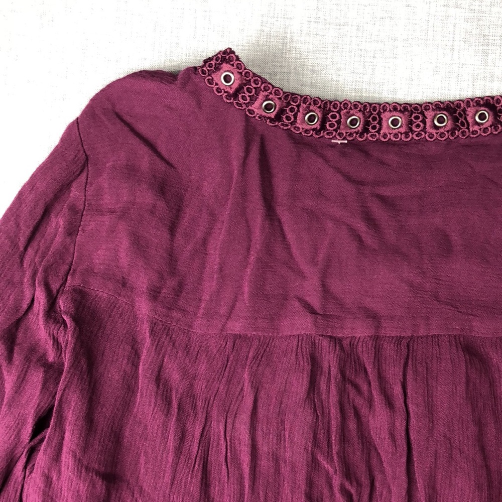 Style & Co Purple Lace Up Peasant Top Size Small - Picture 6 of 6